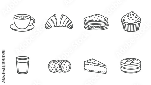 Tableau sur toile Breakfast Treats Galore: An elegant array of classic breakfast staples, showcasing a croissant, a muffin, and more, all ready to kickstart the day