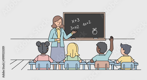 Teacher and students in a math lesson