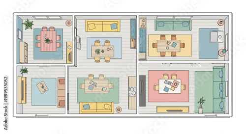 Illustrated Floor Plan of a Modern Apartment
