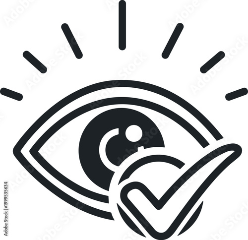 Eye protection and vision check icon black and white vector illustration for healthcare and security