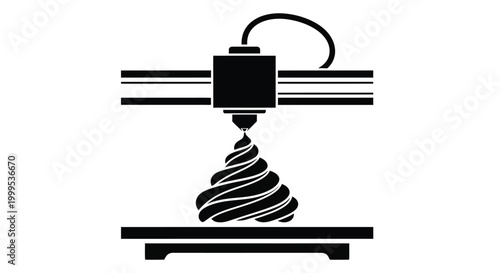 3d printer with filament coil silhouette high quality professional detailed modern