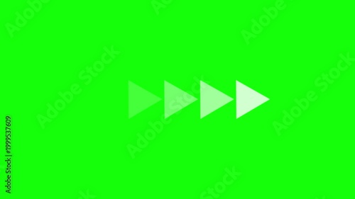 White arrow icons fading in on green screen background footage
