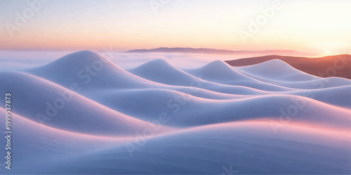 Golden clouds drift over the Sahara desert as the sun rises and sets behind sand dunes and distant mountains in this dry nature landscape