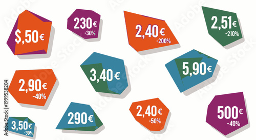 Price Tags with Discounts, Sales and Special Offers Collection