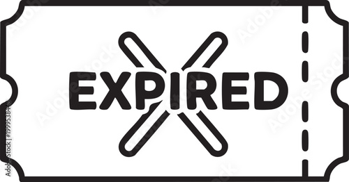 Expired ticket, voucher, coupon, label, icon, vector graphic