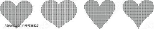 Seamless gray pixel heart pattern border with simple geometric style. Minimal love symbol design for backgrounds and wallpapers. Clean repeating motif suitable for digital and print use.
