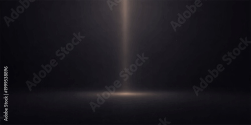 Bright spotlights cast a blue glow through fog and smoke against a dark metal backdrop with motion blur and rain texture on the stage