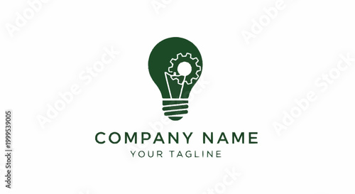 Green light bulb with gear inside.