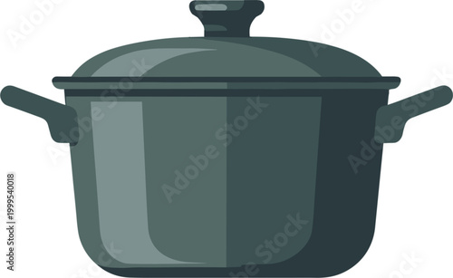 stainless steel pot on white background.