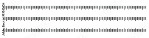 A vector set of black measuring scales designed for rulers, measuring tape, or thermometers.