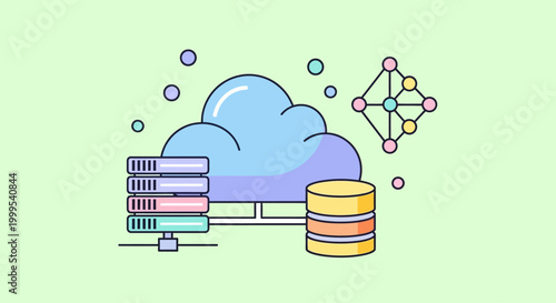 Cloud Computing Data Storage Network Illustration