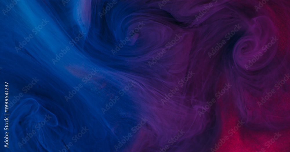 Fototapeta premium Haze flow. Fume blend. Defocused blue pink purple colorful ink glitter splash vibrant texture underwater cloud on abstract background.