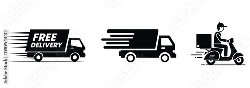 Delivery Truck icon set. Express delivery trucks icons. Fast shipping truck. Delivery truck icon set fast shipping.