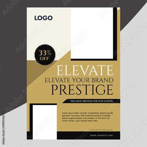 Luxury Gold Black Business Flyer Template with Elegant Typography, Premium Brand Promotion Design
