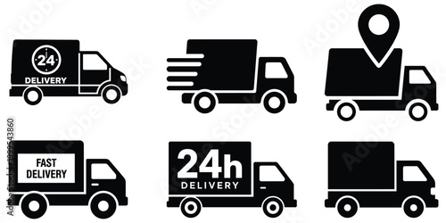 Delivery Truck icon set. Express delivery trucks icons. Fast shipping truck. Delivery truck icon set fast shipping.