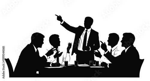 Business meeting with people in suits black silhouette high quality professional