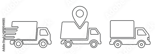 Delivery Truck icon set. Fast shipping delivery truck icon silhouette vector designs.