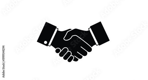 Handshake silhouette with sleeves and cuffs black and white silhouette