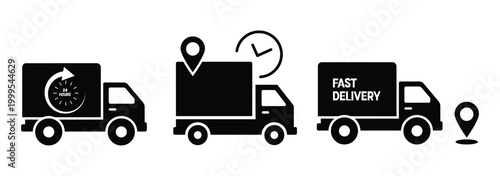 Delivery Truck icon set. Express delivery trucks icons. Fast shipping truck. Delivery truck icon set fast shipping.