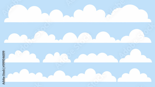 white cloud formations on a light blue background stylized vector illustration
