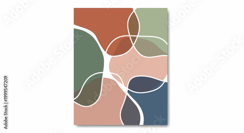 Abstract Mid-Century Modern Geometric Organic Shapes with Earth Tones