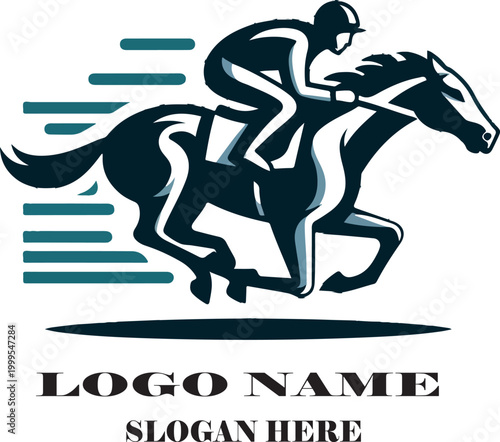 Year of the Horse Racing Silhouette Vector Sport Logo Design