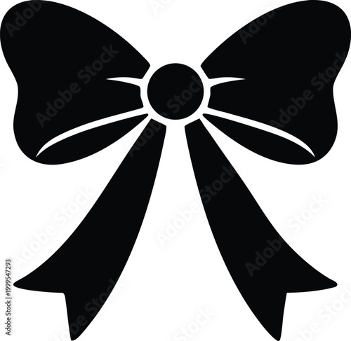 Black ribbon bow silhouette vector illustration