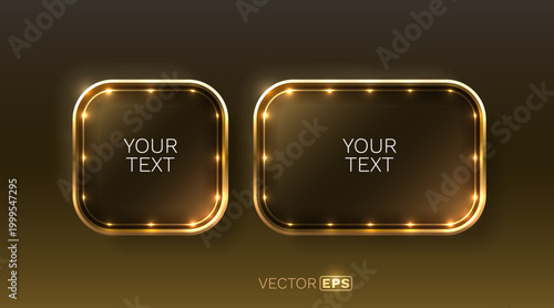 Glowing golden frames with elegant light effect.