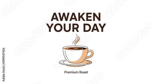 Awaken Your Day: Steaming Coffee Cup, Premium Roast, Morning Energy