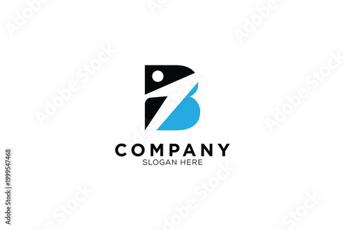 human letter b with business minimalist logo template