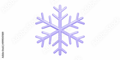 Lavender snowflake 3d render on white background