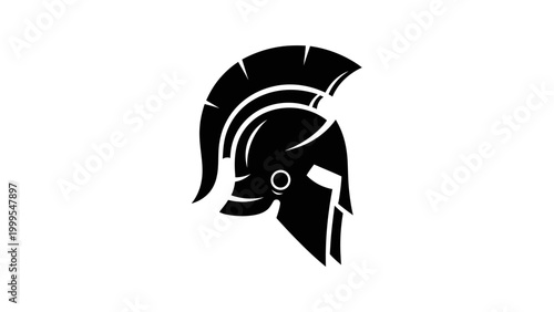 Black Spartan Helmet Icon, Ancient Warrior Symbol, Greek Soldier Emblem