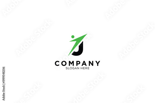 human letter j with business minimalist logo template