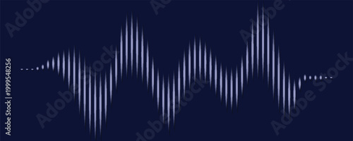 Sound wave line background, abstract blue equalizer with light effect, voice audio assistant, energy pulse. Vector illustration