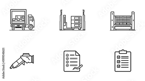 Canvas Print Logistics and Order Elements: Streamlined illustrations of crucial logistics components, order confirmation, and inspection elements