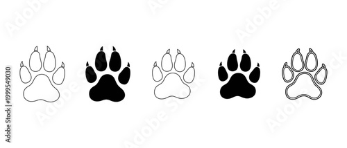 Black and white paw prints a collection of animal footprints in various shapes