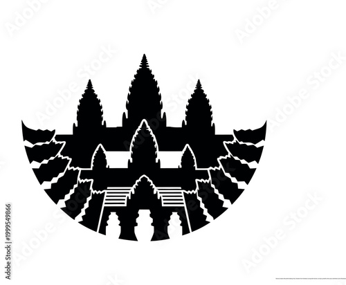 Angkor Wat Temple Complex Historic Silhouette Illustration
