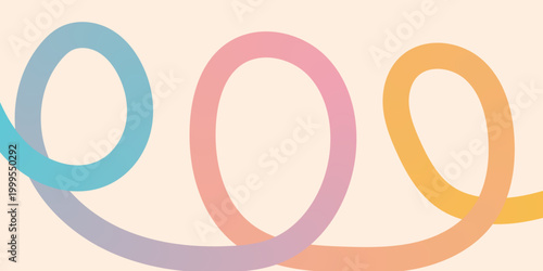 Colorful abstract loops and swirls on a pale peach background