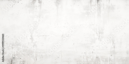 White Distressed Wall Texture with Peeling Plaster and Weathered Scratches Grunge Concrete Background with Stains, Cracks, Dirty Drips, and Aged Paint Effects.