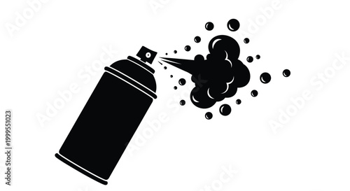 Spray paint can with spray burst black silhouette high quality professional