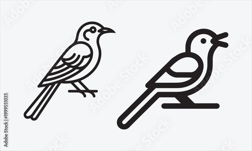 Cuadro en lienzo page line art icon set the mockingbird black vector illustration
