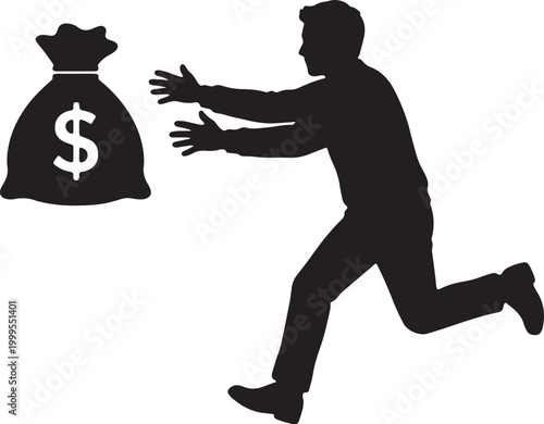 Silhouette of a robber stealing money a depiction of theft and crime