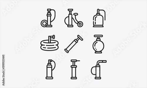 Air Pump Line art vector icon set filled trendy design vector illustration