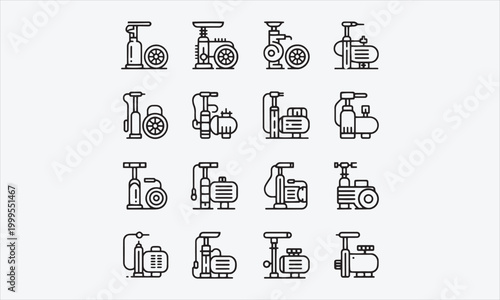 Air Pump Line art vector icon set filled trendy design vector illustration