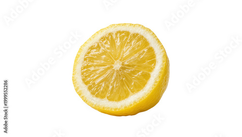Foto Yellow Citrus Lemon Half Slice with Juicy Pulp and Rind