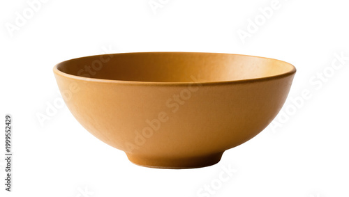 Photos Brown ceramic bowl with rounded shape and wide rim