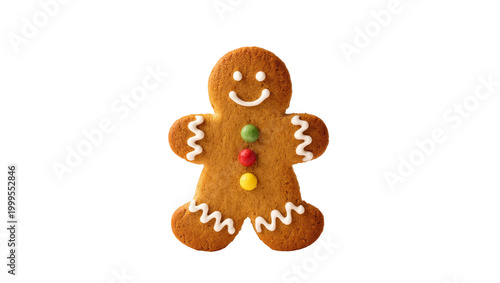 Brown Gingerbread Man Decorated with Green Red and Yellow Candies