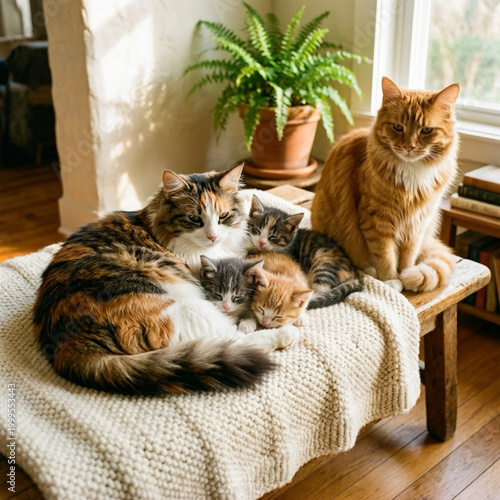 Happy cat family.