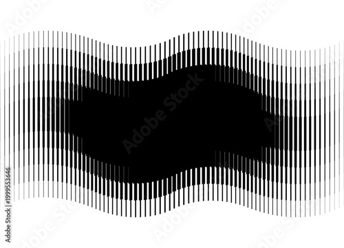 Black vector Pattern of thin lines with place for text. Cloud with striped halftone on the edges. Design element. Geometric spot. Trendy vector background for covers, advertising, packaging. Promotion