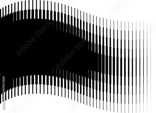 Vector striped halftone banner. Black vector pattern of thin lines with place for text. Design element. Wavy shapes. Trendy vector background for covers, advertising, packaging, labels. Promotion, blo